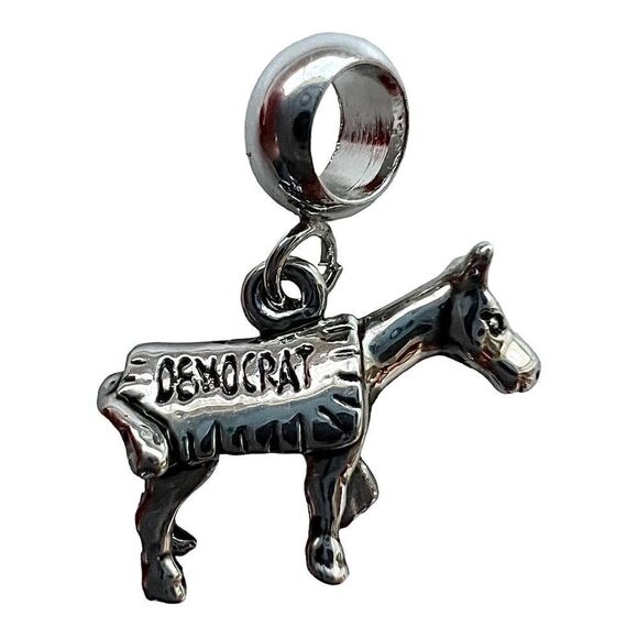 Silver Democrat Donkey Charm - Picture 1 of 2